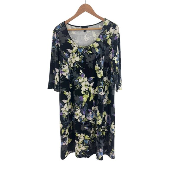 J. Jill Wearever Collection WE Floral Print Scoop Neck Dress Size L Half Sleeves - Picture 4 of 9